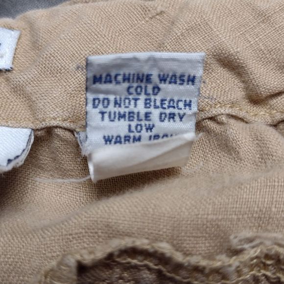 OLD NAVY Pants Linen Tan Cropped Drawstring Zip Front Pants Sz 1 Coastal Summer - Picture 9 of 10